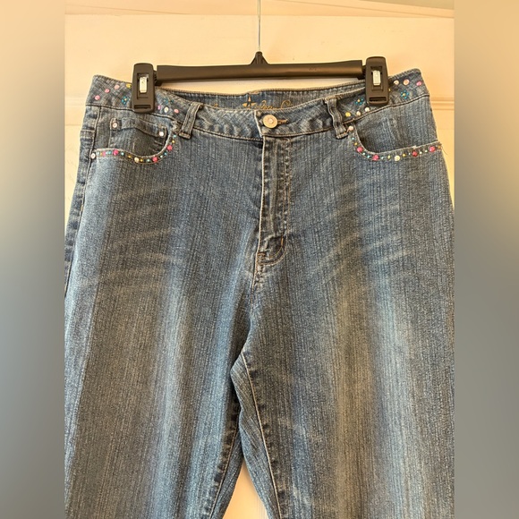 Y2K Arizona Jean Co Crown Rhinestone Flare Jeans | Size 16.5 Plus - Picture 5 of 5